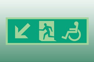 Photoluminescent Disabled Exit Sign - Down Left